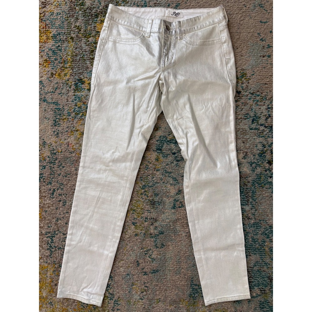 Joe Fresh Womens Metallic Silver Slim Leg Jeans Size 4 Stretch Denim Pants